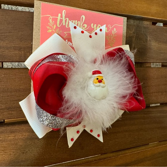 NWOT Handmade Christmas Hair Bows 3pcs / Santa Claus - Picture 4 of 9